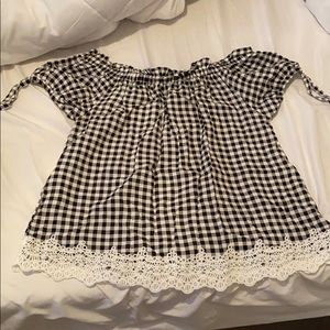 cute off the shoulder checkered top